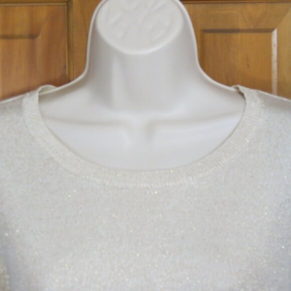Draper's & Damon's Cream & Gold Sweater Bell Sleeve Size Petite Medium - Picture 3 of 6
